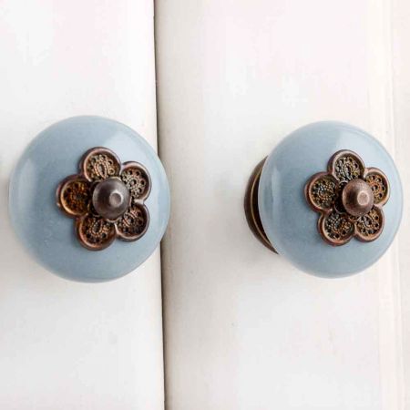 Myosotis Grey Ceramic Knob